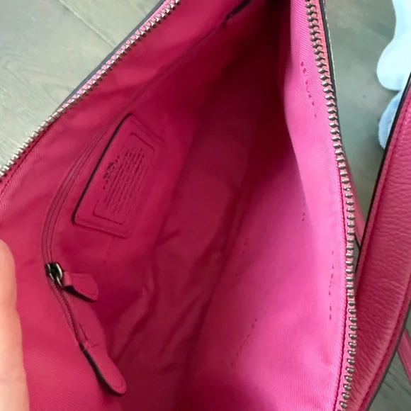 LIKE NEW Coach Chelsea Floral Dark Pink Leather Bag w/Matching Accordion Wallet - Picture 7 of 9